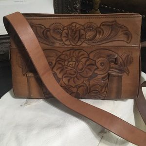Vintage hand‎ tooled leather bag